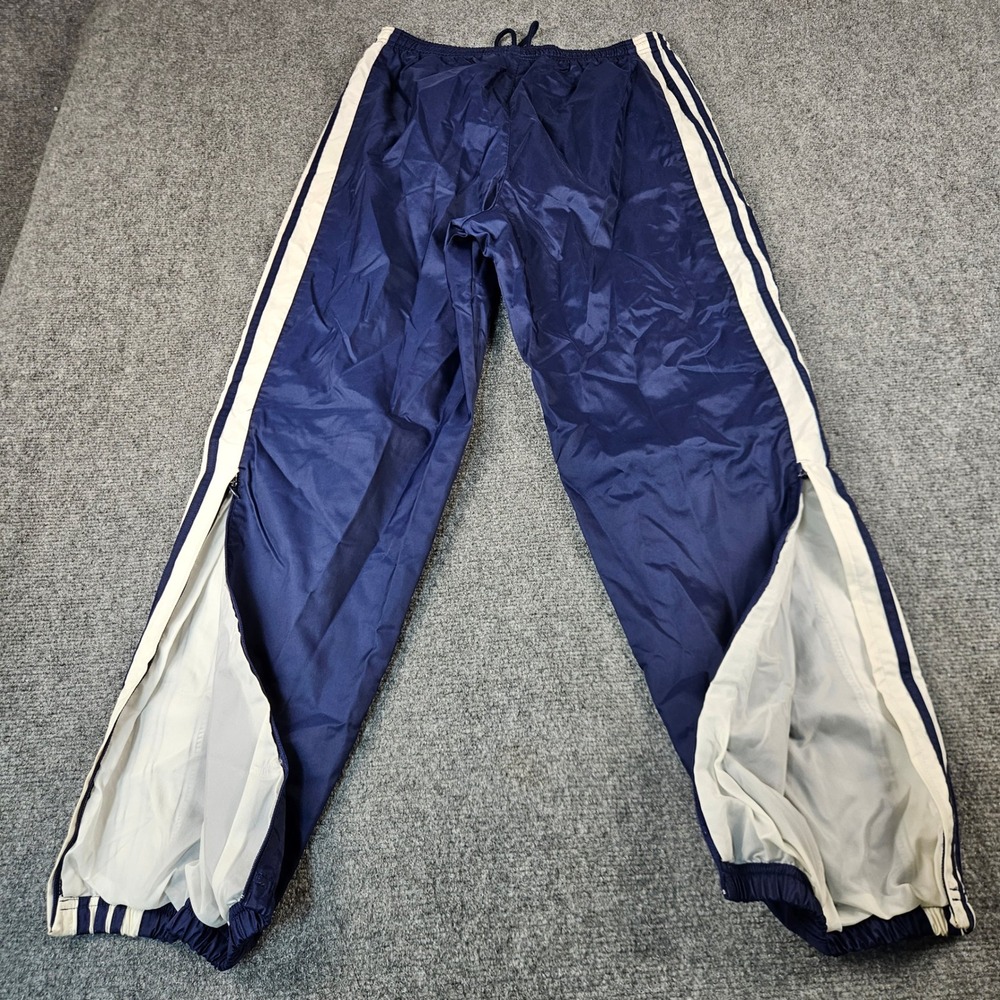 Vintage Adidas Team Navy Blue White Stripe Nylon Track Pants 2001 Mens Small - Picture 7 of 7